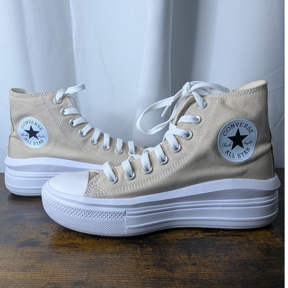 Converse Chuck Taylor All Star Move Platform High Top Beige Womens 7.5